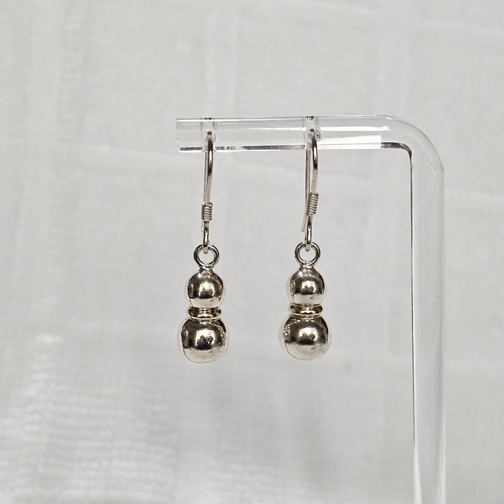 Silpada 925 Silver Double Ball Bead Drop Earrings - Picture 2 of 8